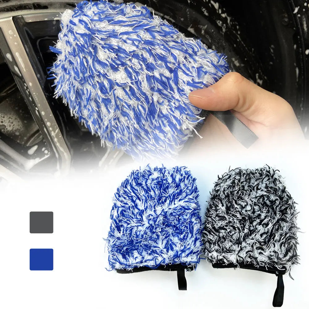 Thickening Two-Sided Microfiber Wheel Detailer Wash Glove Super Soft Car Detailing Pocket Mitt Car Washing Gloves