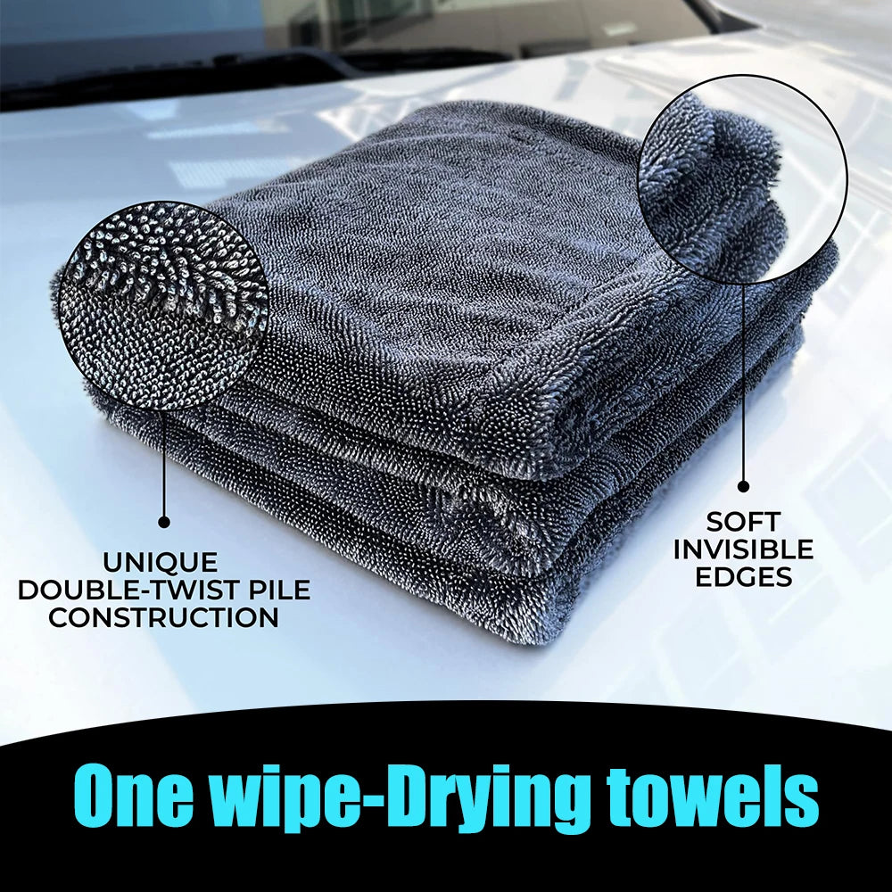 AUTOBRIGHT Microfiber 60*90Cm 1300Gsm One Wipe Drying Towel Car Wash Cloth Premium Cloth Thicken Soft Professional Car Cleaning