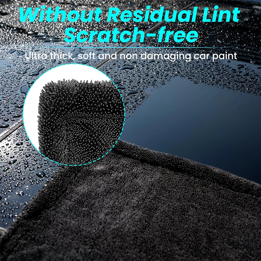 AUTOBRIGHT Microfiber 60*90Cm 1300Gsm One Wipe Drying Towel Car Wash Cloth Premium Cloth Thicken Soft Professional Car Cleaning