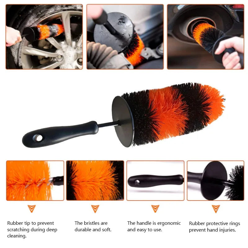 45Cm Soft Car Wheel Wash Brush - Multifunction Non-Scratch Tire Cleaning Rim Brush for Auto Care Detailing and Washing