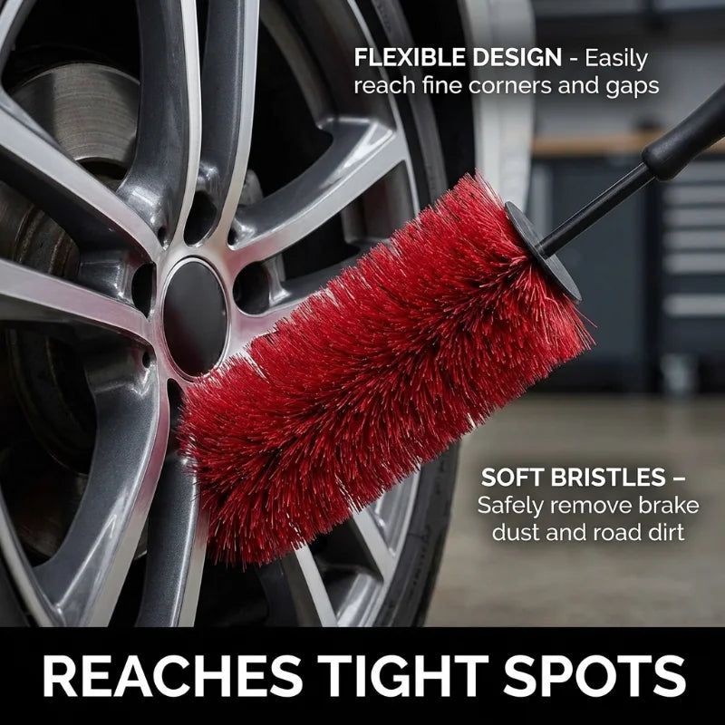 45Cm Soft Car Wheel Wash Brush - Multifunction Non-Scratch Tire Cleaning Rim Brush for Auto Care Detailing and Washing