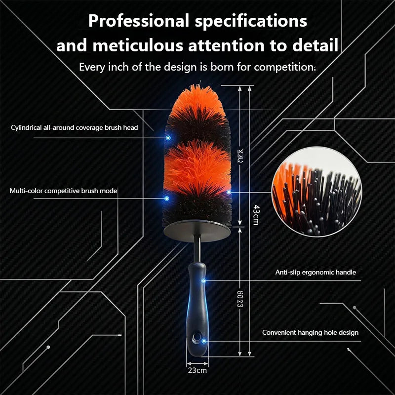 45Cm Soft Car Wheel Wash Brush - Multifunction Non-Scratch Tire Cleaning Rim Brush for Auto Care Detailing and Washing