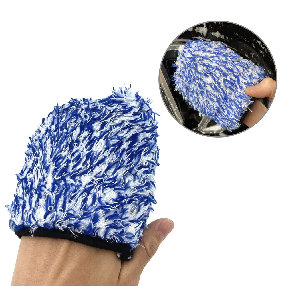Thickening Two-Sided Microfiber Wheel Detailer Wash Glove Super Soft Car Detailing Pocket Mitt Car Washing Gloves
